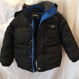 Boys winter coats size 4T with removable hood.